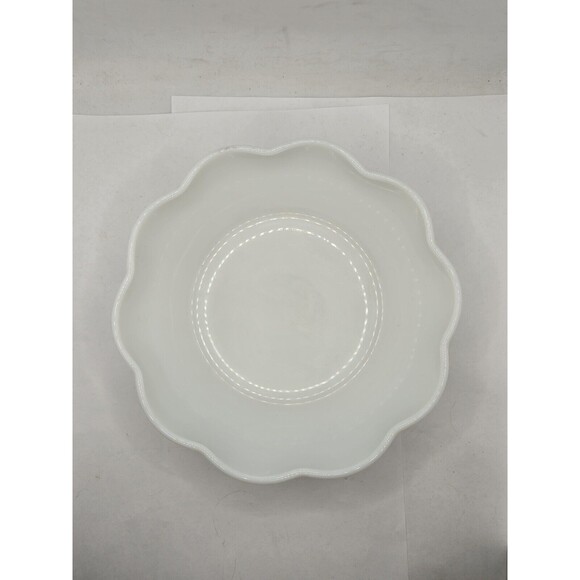 Milk Glass Large Scalloped Bowl 7.25" Pebbled Texture - Picture 5 of 9